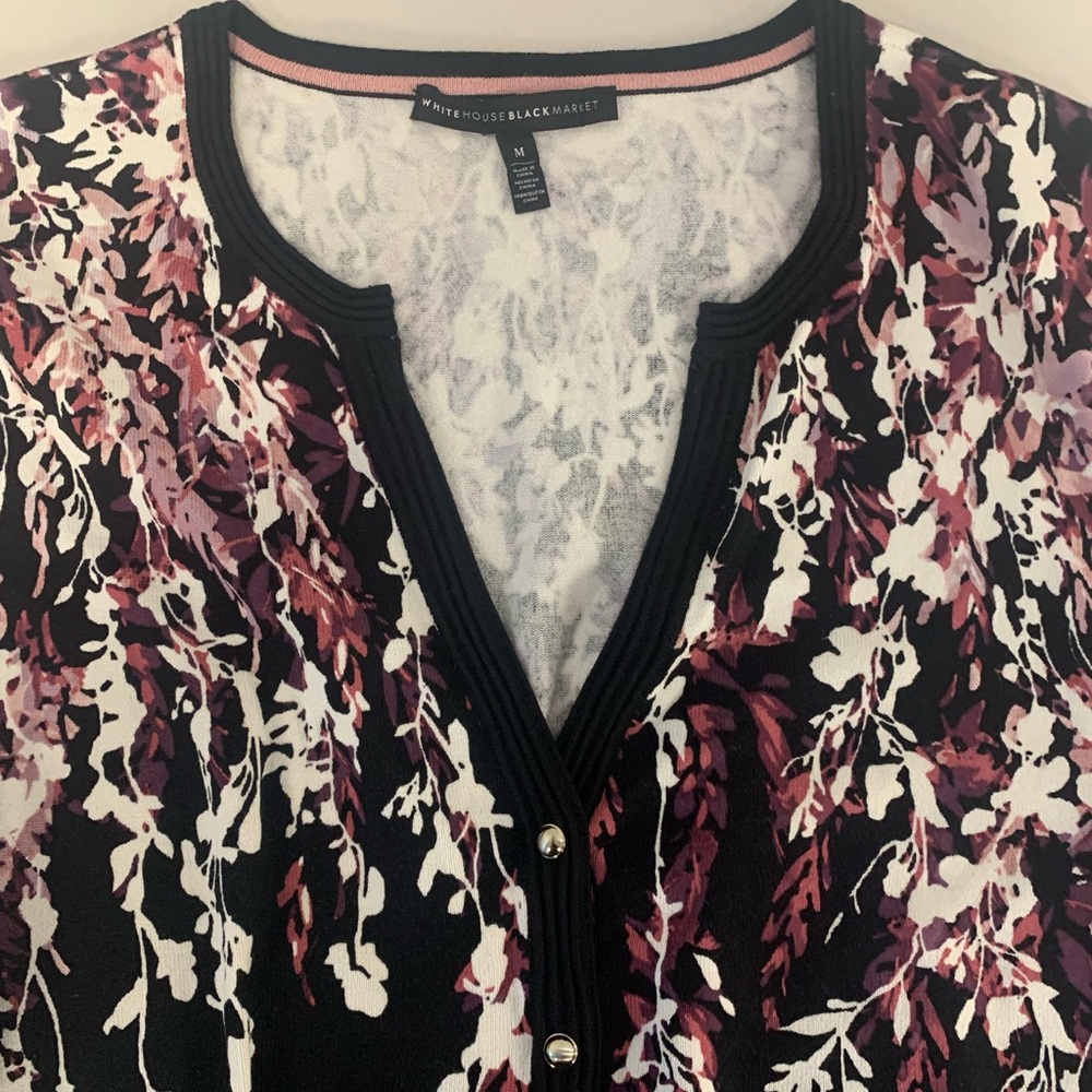 White House black market medium 3/4 sleeve black and purple sweater